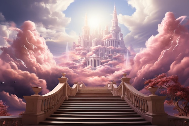 Enchanting Dreams Fantasy Castle in a Pink Wonderland Una magica ambientazione da favola con Dreamlike