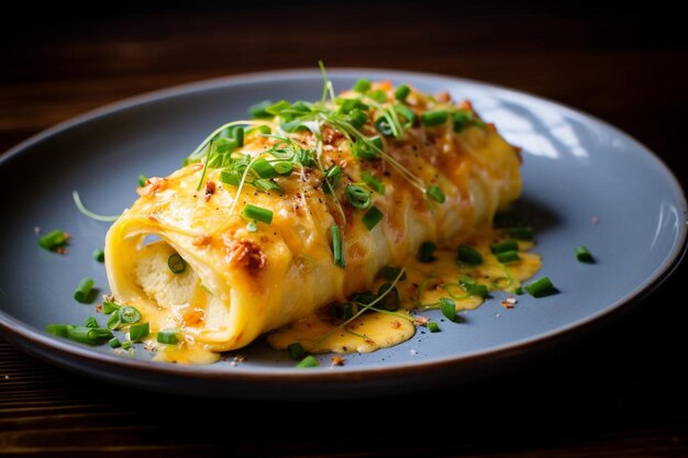 Enchilada a colazione a salsiccia, uova e formaggio