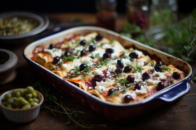 Enchilade di agnello greco con olive di feta e Kalamata