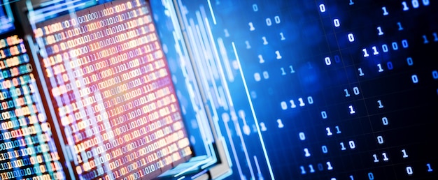 Encrypted Client Hello Big data Binary Hacker AI Quantum computer ECH Protocol Tecnologia digitale Archiviazione di dati Intelligenza artificiale Sfondi tecnici astratti Rendering di database 3D