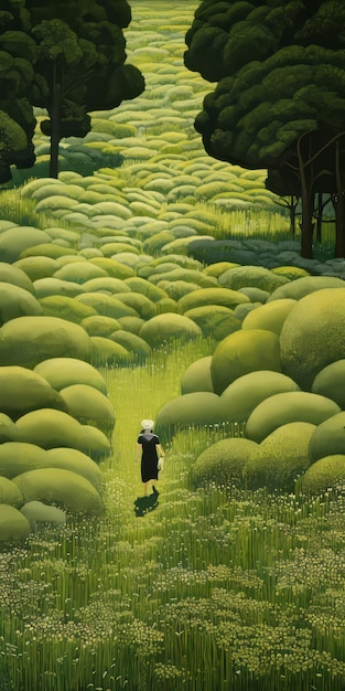 Endless Lawn Un dipinto manga surrealista di Charles Angrand