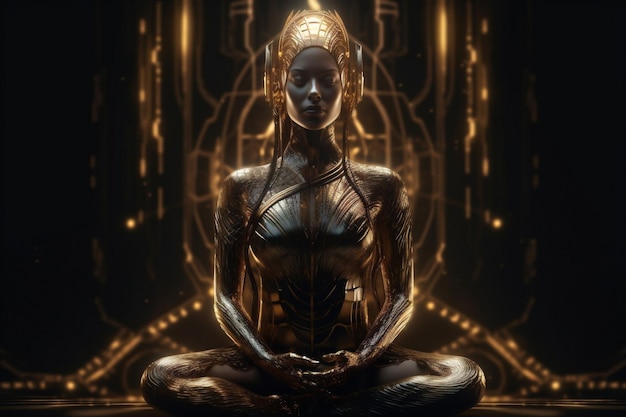Energia di pace silhouette yoga spirituale chakra zen aura meditazione posa IA generativa