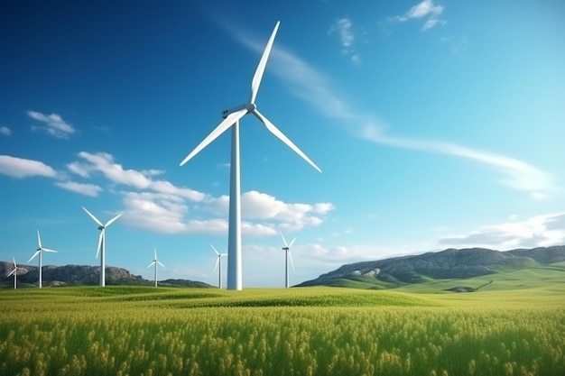 energia eolica in una giornata di sole verde alto dettaglio
