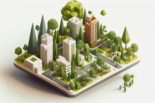 Energia isometrica sostenibile della città verde da energia pulita