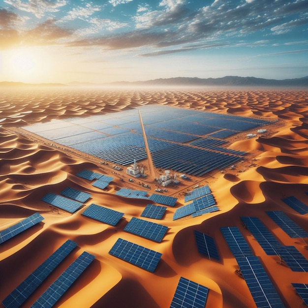 Energia rinnovabile miraggio pannelli solari scintillano nel Sahara alimentando un futuro sostenibile