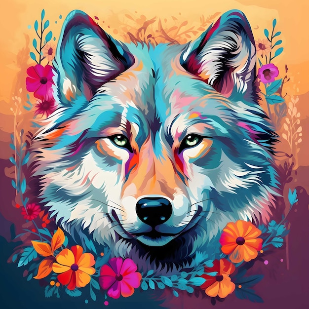 Enigmatic Bohemian Wolf Colorful Caninecore Art Download gratuito