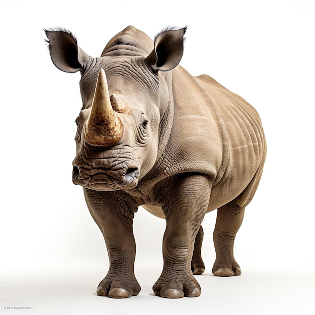 Enorme animale di rinoceronte isolato su bianco AI immagine generata