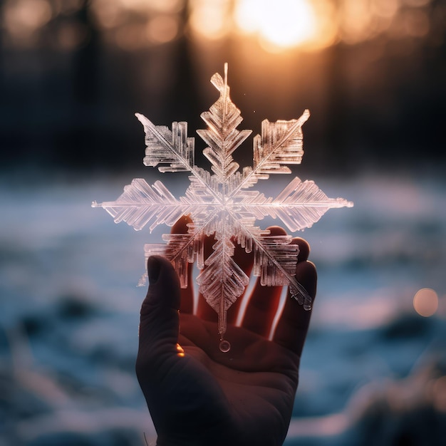 enorme fiocco di neve sul palmo