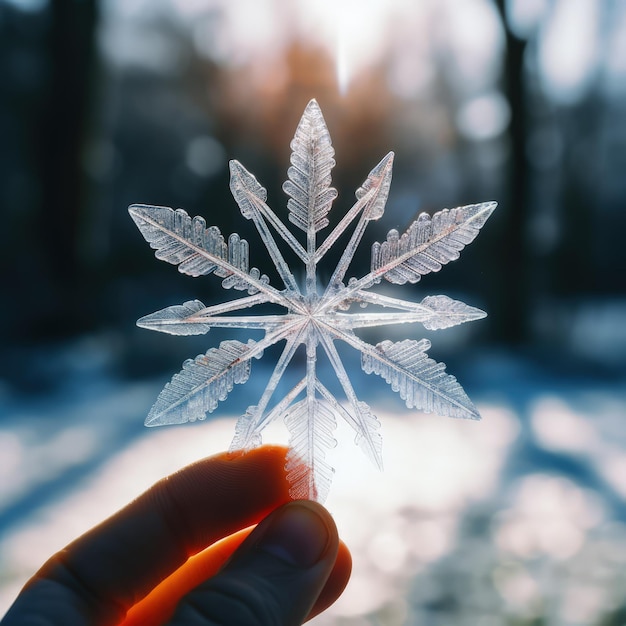 enorme fiocco di neve sul palmo