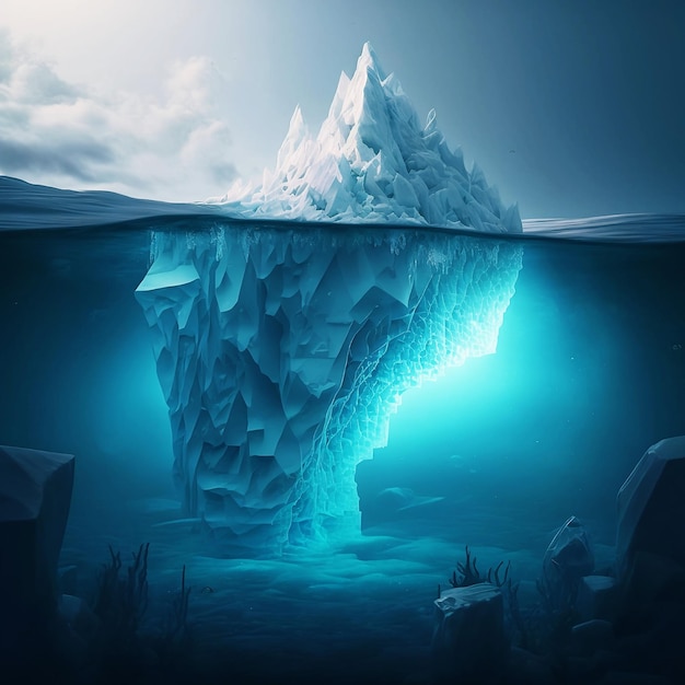 Enorme iceberg nell'arte digitale acquatica