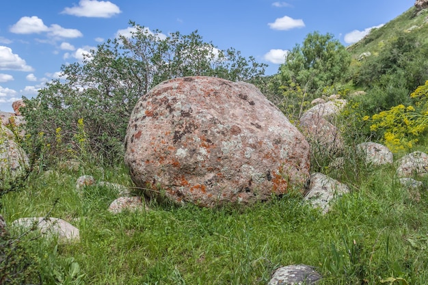 Enorme masso di pietra di granito in natura