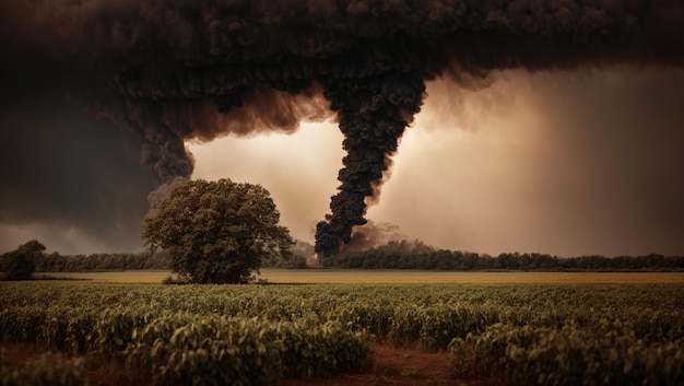 Enorme paesaggio di tornado