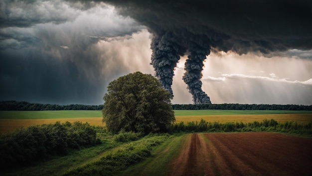 Enorme paesaggio di tornado