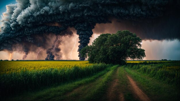 Enorme paesaggio di tornado