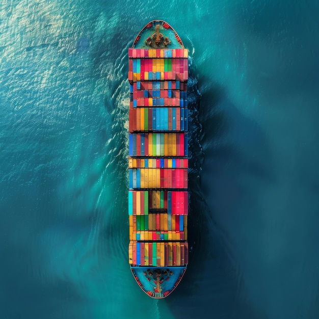 Enorme petroliera a container in mare concetto di carico nave a container generativa illustrazione AI