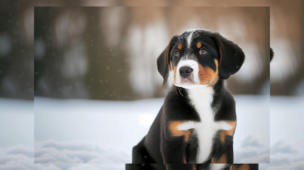 Entlebucher sennenhund cucciolo in inverno cane foto animale