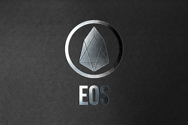 Eos coin criptovaluta e moderno concetto bancario Foto dall'aspetto realistico in argento