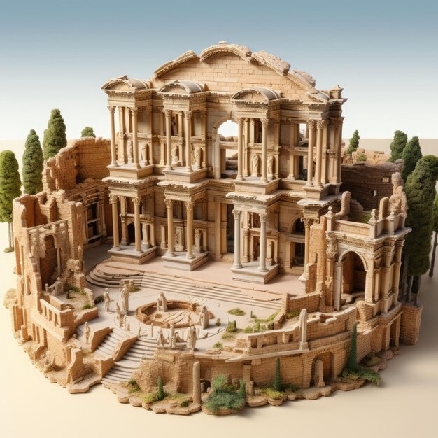 Ephesus Turchia con imbarcazione 3D e sfondo isolato