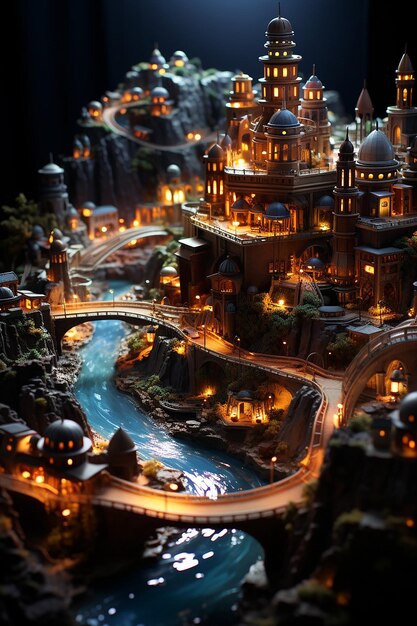 epoxy resign diorama isometrico e tiltshift stile d'arte di The Citadel effetto di massa