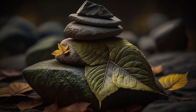 Equilibrio dei concetti di pietre zen con armonia e pensiero positivo IA generativa