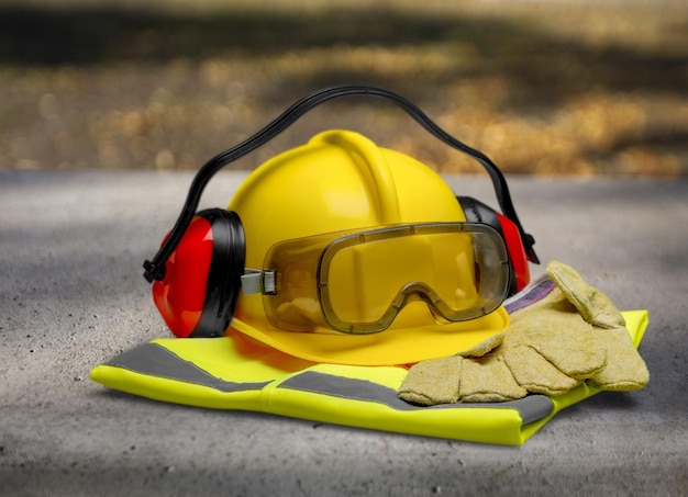 Equipaggiamento di sicurezza: casco, occhiali, protezione per l'udito,