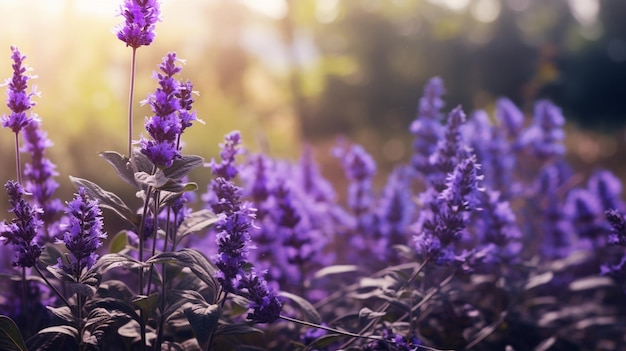 erba e pianta di fiori viola in natura