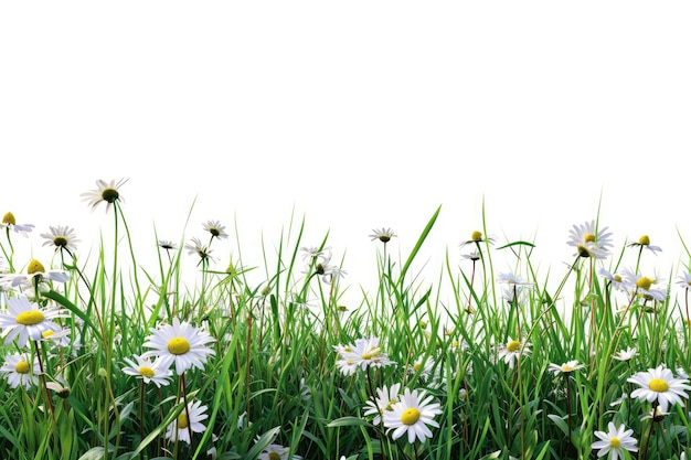 erba primaverile e fiori di campo margherita isolati con tracciato di ritaglio e canale alfa