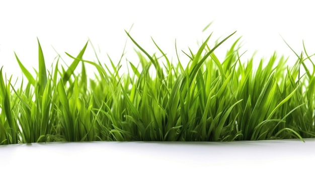 Erba verde fresca isolata su sfondo bianco