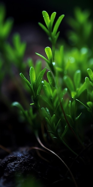 Erba verde nel buio