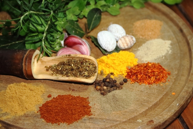 erbe aromatiche dal giardino biologico e spezie per cucinare