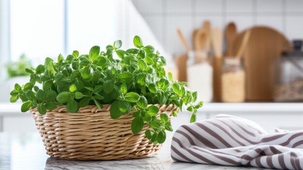 Erbe aromatiche di marjoram Illustrazione orizzontale fotorealista Dieta vegetariana sana Ai Generato