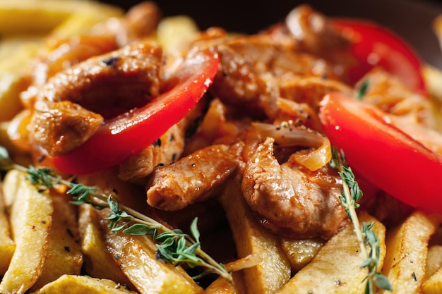 Erbe di pomodoro di carne di patate fritte