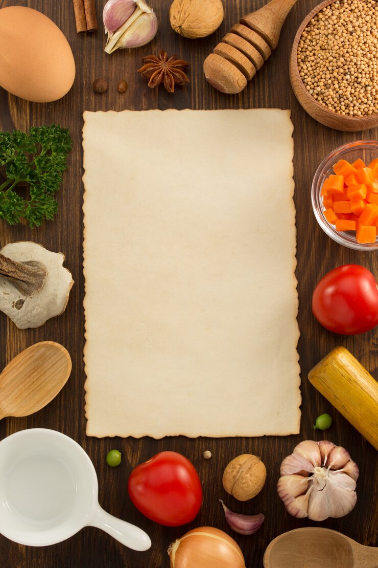 Foto erbe e spezie su legno