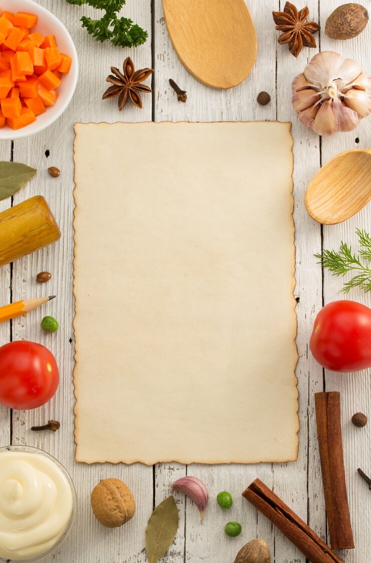 Foto erbe e spezie su legno