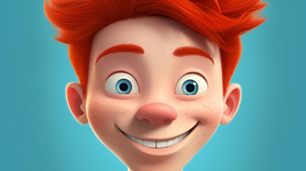 Eroe dai capelli rossi Le avventure di un personaggio dei cartoni animati in camicia blu Generativeai