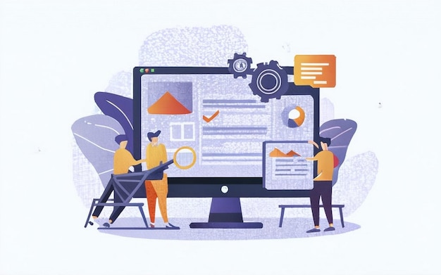 ERP concetto di pianificazione delle risorse aziendali produttività e miglioramento dell'azienda sito web illustrativo