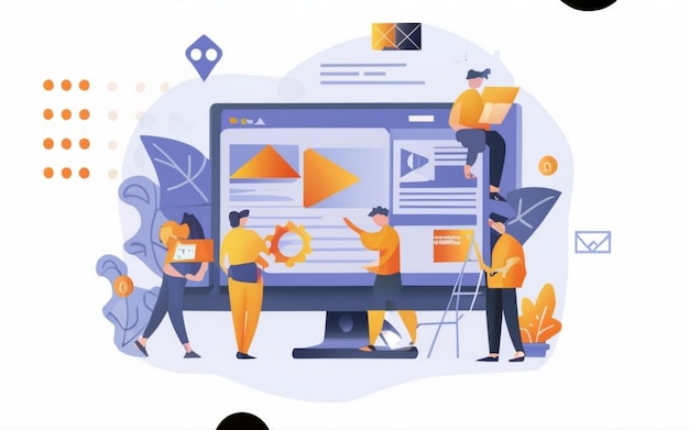 ERP concetto di pianificazione delle risorse aziendali produttività e miglioramento dell'azienda sito web illustrativo