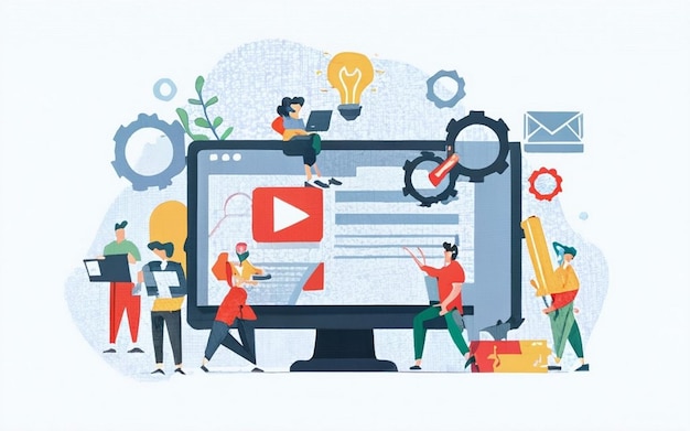 ERP concetto di pianificazione delle risorse aziendali produttività e miglioramento dell'azienda sito web illustrativo