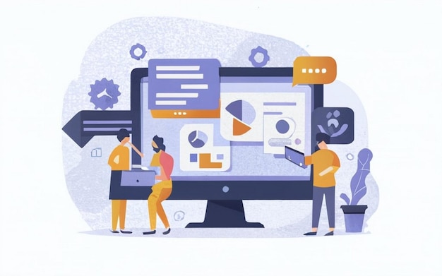 ERP concetto di pianificazione delle risorse aziendali produttività e miglioramento dell'azienda sito web illustrativo