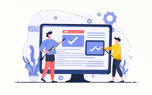ERP concetto di pianificazione delle risorse aziendali produttività e miglioramento dell'azienda sito web illustrativo
