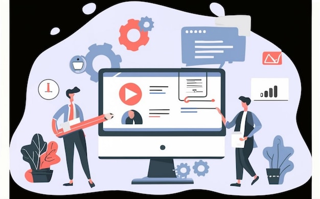ERP concetto di pianificazione delle risorse aziendali produttività e miglioramento dell'azienda sito web illustrativo