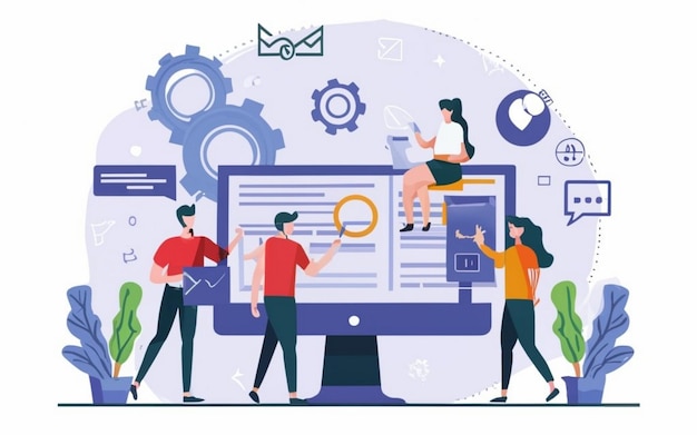 ERP concetto di pianificazione delle risorse aziendali produttività e miglioramento dell'azienda sito web illustrativo