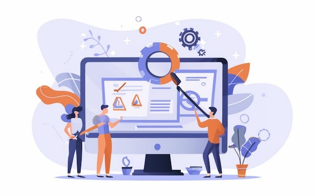 ERP concetto di pianificazione delle risorse aziendali produttività e miglioramento dell'azienda sito web illustrativo