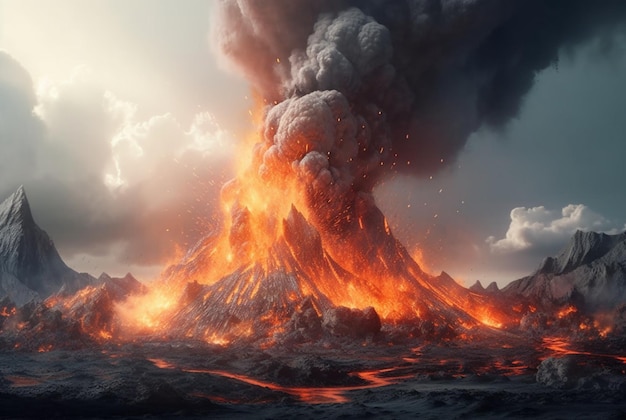Eruzioni vulcaniche La lava scorre lungo il pendio generativo ai