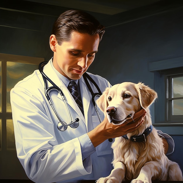 Esame del cane da parte di un veterinario