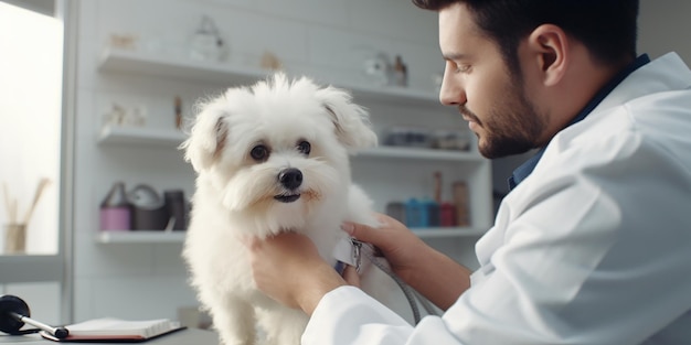 Esame del cane da parte di un veterinario