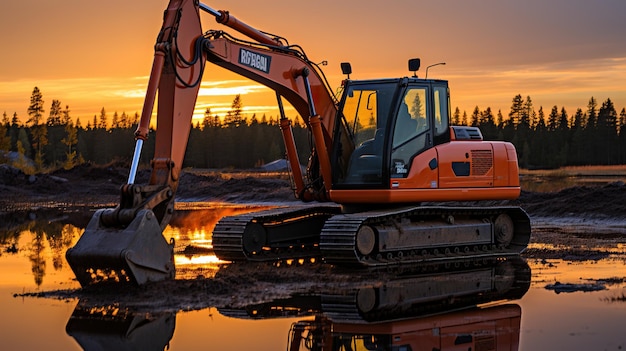 Escavatore in cantiere attrezzature da costruzione pesanti