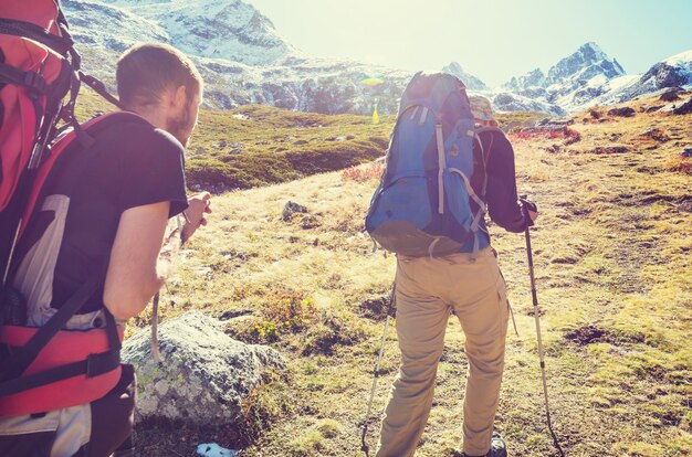 Escursione nelle montagne Kackar nella Turchia orientale, stagione autunnale.