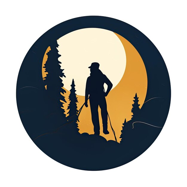Escursionista in montagna Illustrazione vettoriale di un uomo con uno zaino in montagna