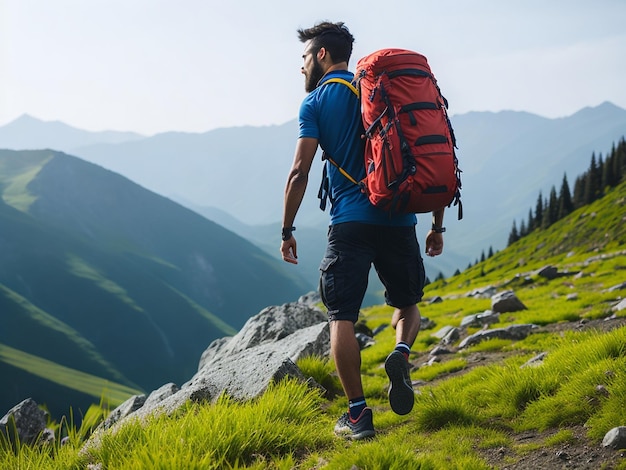 Escursionista trekking in montagna Sport e vita attiva